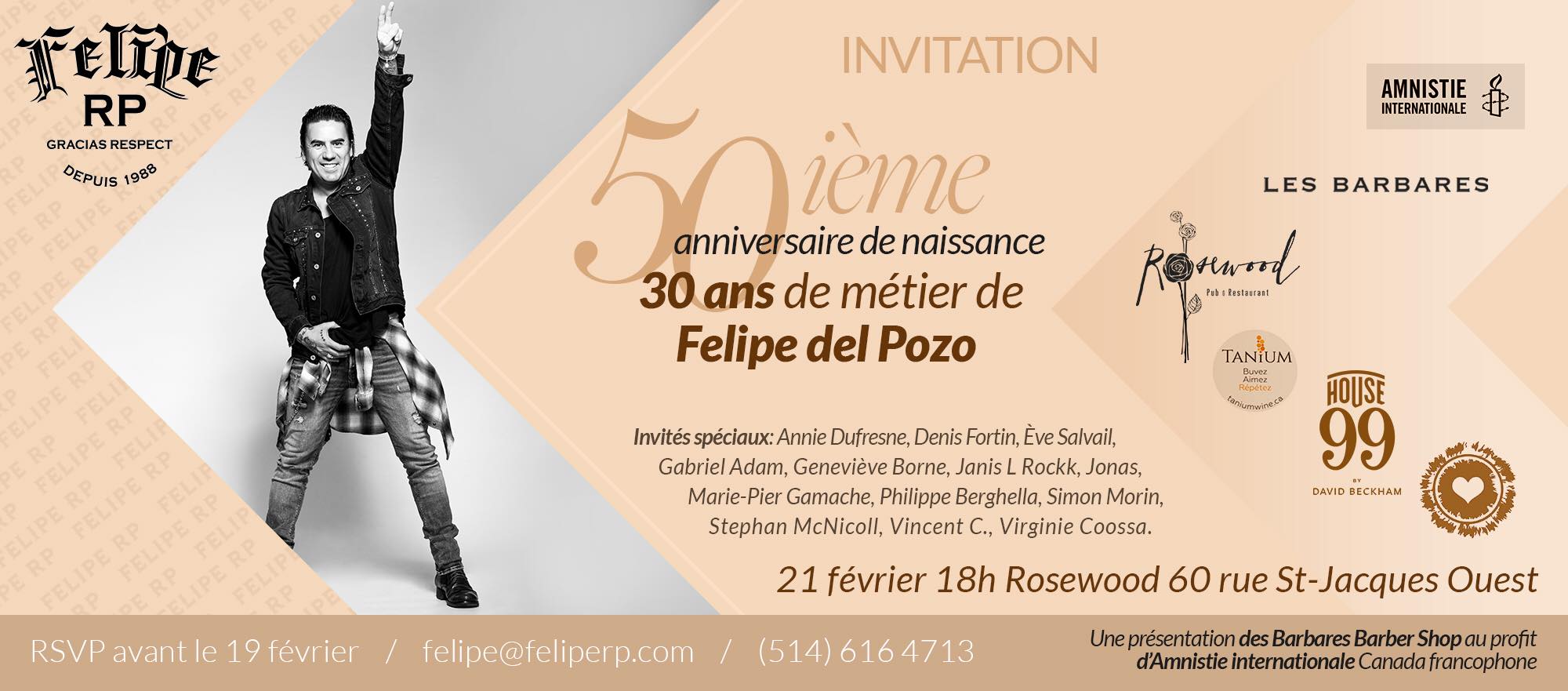 INVITATION 50E ET 30 ANS DE MÉTIER FELIPE DEL POZO