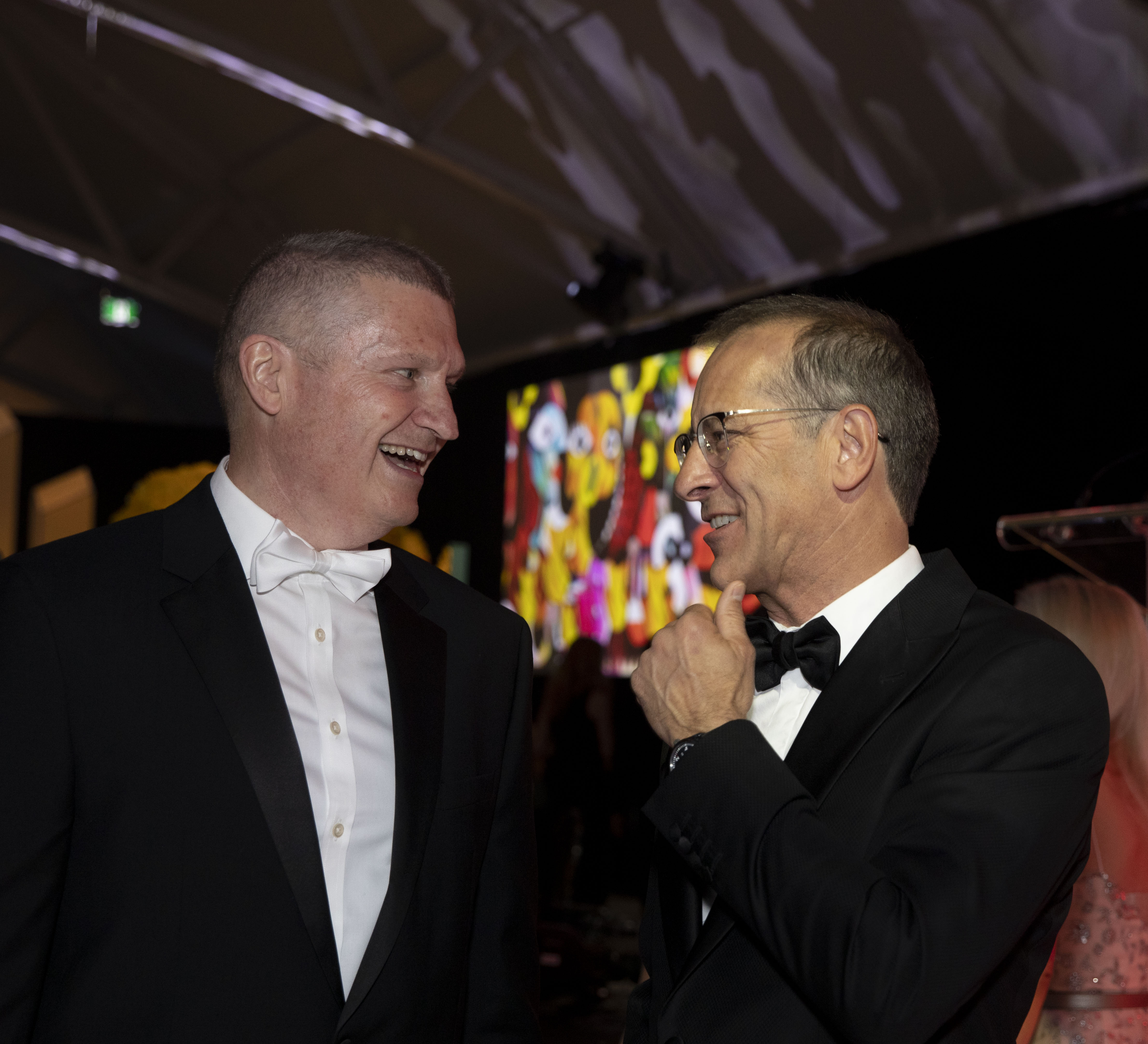 MONTREAL, QUE.: April 25, 2019-- Co-Chairmen Paul Lepage, left, (Intelerad) and Richard Voyer (Soprema)chat during the 2019 Daffodil Ball in Montreal on Thursday April 25, 2019. © Allen McInnis 2019 No third party usage is permitted without prior consent. amcinnis@mcinnis.ca © Allen McInnis 2019