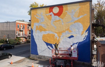 Photos | Une magnifique murale sur le Plateau pour les 50 ans de Ballets Jazz Montréal