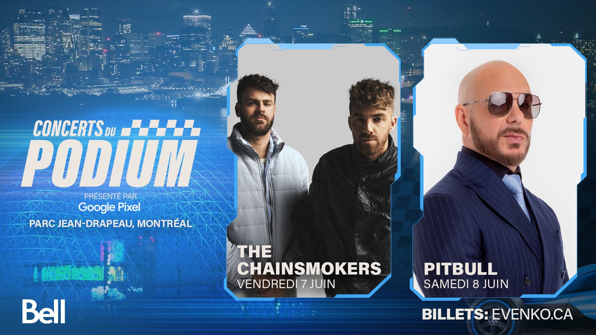 Chainsmokers et Pitbull en spectacle au Parc Jean-Drapeau pendant le Grand Prix à Montréal